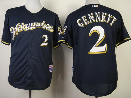 Milwaukee Brewers 2 Scooter Gennett Blue Cool Base MLB Jerseys M Style
