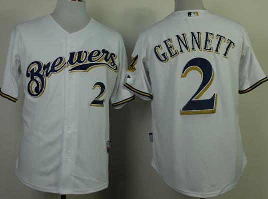 Milwaukee Brewers 2 Scooter Gennett White Cool Base MLB Jerseys