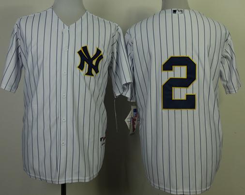 New York Yankees 2 Derek Jeter Gold Fashion MLB Jersey