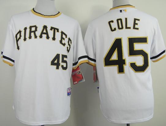Pittsburgh Pirates 45 Gerrit Cole White MLB Jerseys