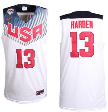 2014 USA Dream 11 Team 13 James Harden White Basketball Jerseys