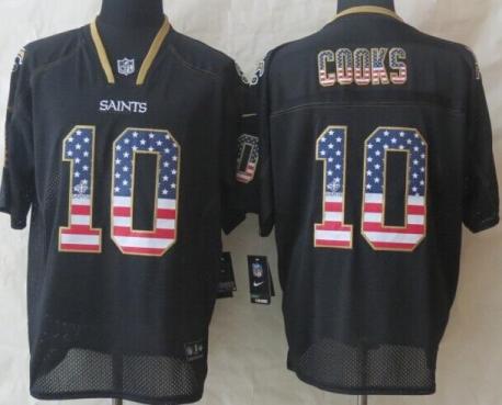 Nike New Orleans Saints 10 Brandin Cooks Black USA Flag Fashion Elite NFL Jerseys