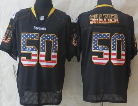Nike Pittsburgh Steelers 50 Ryan Shazier Black USA Flag Fashion Elite NFL Jerseys