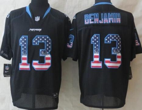Nike Carolina Panthers 13 Kelvin Benjamin Black USA Flag Fashion Elite NFL Jerseys