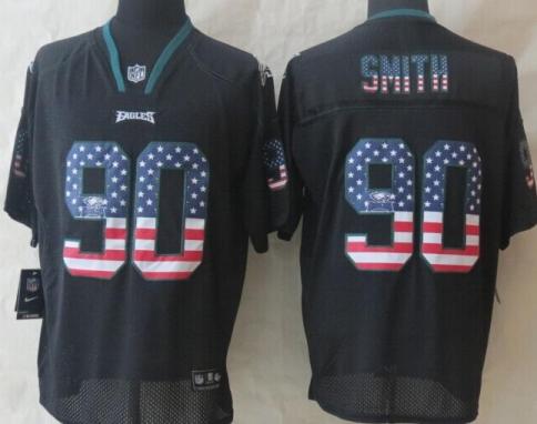 Nike Philadelphia Eagles #90 Marcus Smith Black USA Flag Fashion Elite NFL Jerseys