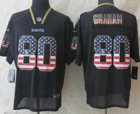 Nike New Orleans Saints 80 Jimmy Graham Black USA Flag Fashion Elite NFL Jerseys