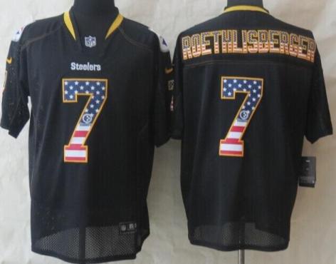 Nike Pittsburgh Steelers #7 Ben Roethlisberger Black USA Flag Fashion Elite NFL Jerseys
