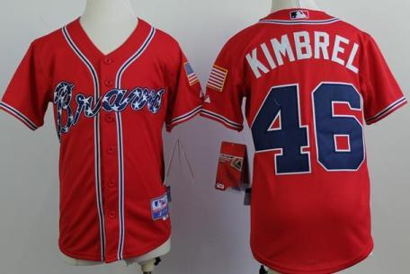Kids Atlanta Braves 46 Craig Kimbrel Red MLB Jerseys