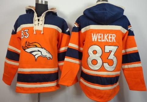 Denver Broncos 83 Wes Welker Orange NFL Hoodie