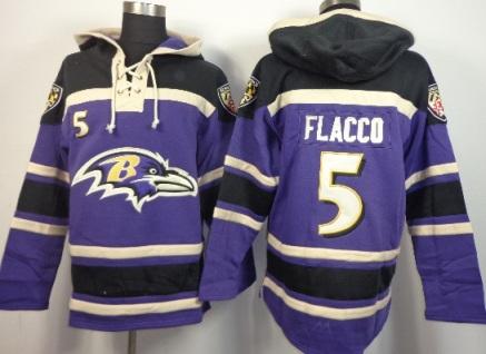 Baltimore Ravens 5 Joe Flacco Purple NFL Hoodie