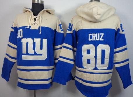 New York Giants 80 Victor Cruz Blue NFL Hoodie