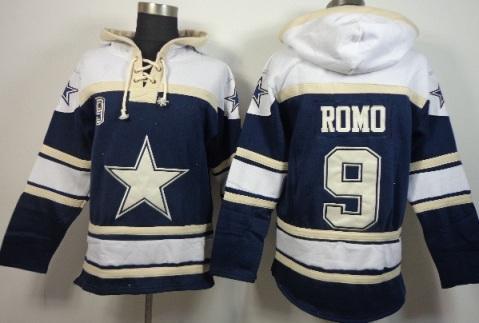 Dallas Cowboys 9 Tony Romo Blue Grey NFL Hoodie