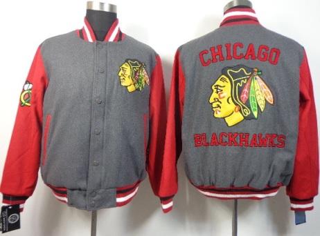Chicago Blackhawks NHL Wool Jacket Grey