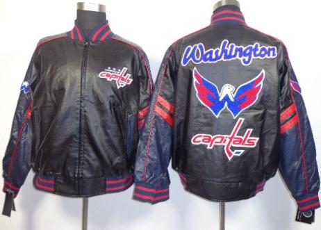 Washington Capitals Leather NHL Jacket Clothing Black