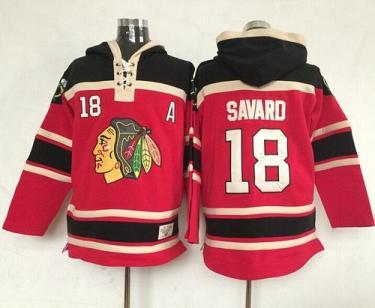 Chicago Blackhawks #18 Denis Savard Red Lace-Up NHL Jersey Hoodie
