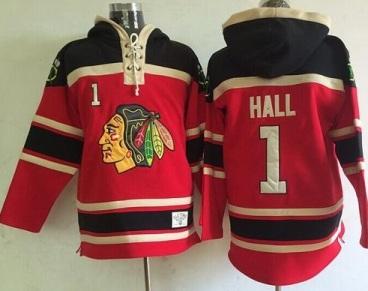Chicago Blackhawks #1 Glenn Hall Red Lace-Up NHL Jersey Hoodie