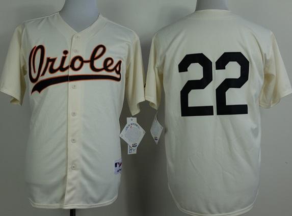 Baltimore Orioles 22 Jim Palmer Cream Beige 1954 Throwback MLB Jerseys