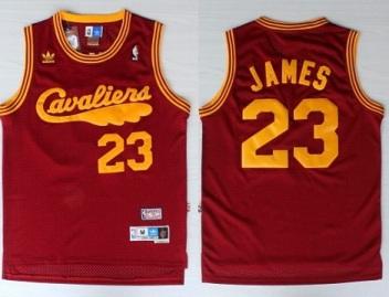Cleveland Cavaliers 23 LeBron James Red Throwback NBA Jerseys