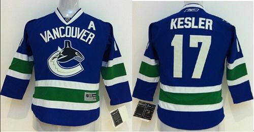 Kids Vancouver Canucks #17 Ryan Kesler Blue NHL Jersey