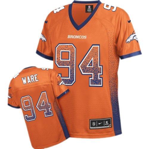 Women Nike Denver Broncos 94 DeMarcus Ware Orange Drift Fashion NFL Jerseys