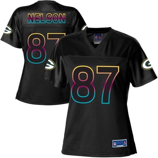 Women Nike Green Bay Packers 87 Jordy Nelson Black Fashion NFL Jerseys