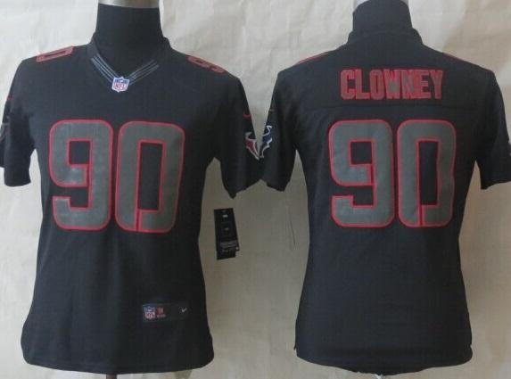 Women Nike Houston Texans 90 Jadeveon Clowney Black Impact Limited NFL Jerseys
