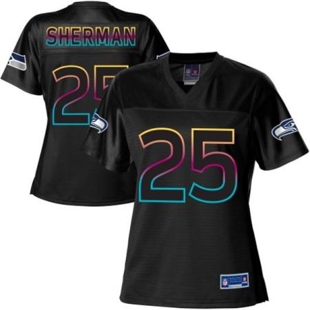 Women Nike Seattle Seahawks 25 Richard Sherman Black Fashion NFL Jerseys