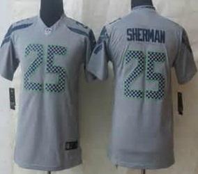 Kids Nike Seattle Seahawks 25 Richard Sherman Grey NFL Jersey