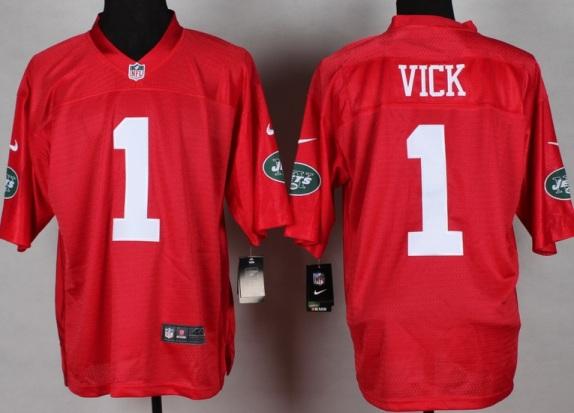 Nike New York Jets #1 Michael Vick Red QB Fashion NFL Jerseys