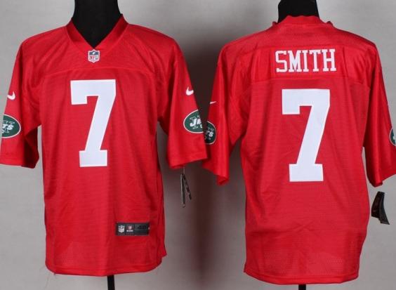 Nike New York Jets 7 Geno Smith Red QB Fashion NFL Jerseys