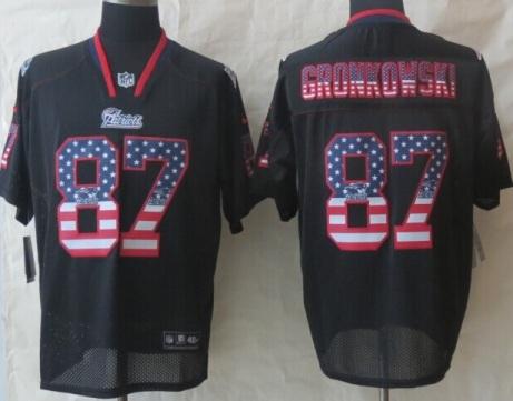 Nike New England Patriots 87 Rob Gronkowski Black USA Flag Fashion NFL Jerseys