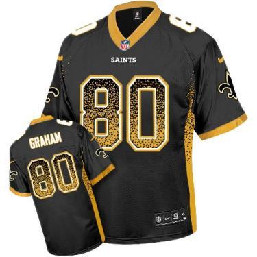Nike New Orleans Saints 80 Jimmy Graham Black Drift Fashion Elite NFL Jerseys