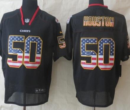 Nike Kansas City Chiefs 50 Justin Houston Black USA Flag Fashion NFL Jerseys