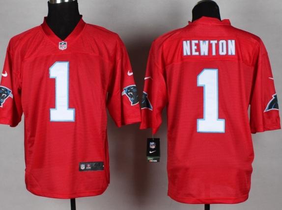 Nike Carolina Panthers 1 Cam Newton Red QB Fashion NFL Jerseys