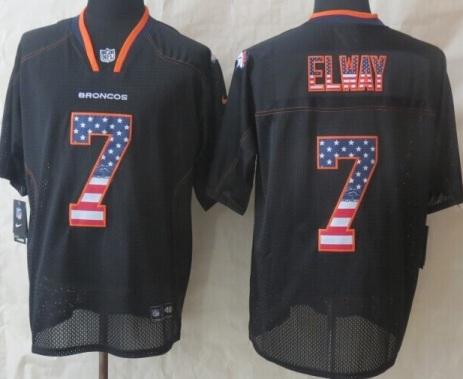 Nike Denver Broncos 7 John Elway Black USA Flag Fashion NFL Jerseys