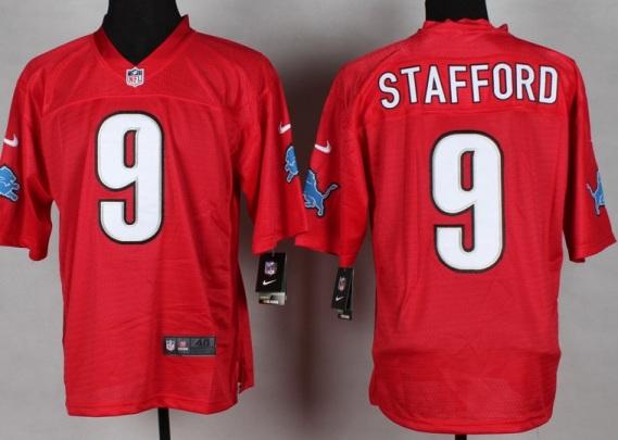 Nike Detroit Lions 9 Matthew Stafford Red QB Fashion NFL Jerseys