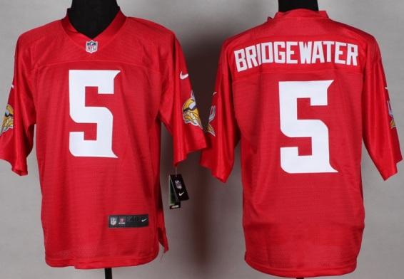 Nike Minnesota Vikings 5 Bridgewater Red QB Fashion NFL Jerseys