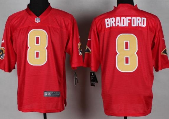 Nike St Louis Rams 8 Sam Bradford Red QB Fashion NFL Jerseys