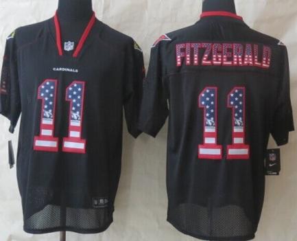 Nike Arizona Cardinals 11# Larry Fitzgerald Black USA Flag Fashion Elite NFL Jerseys