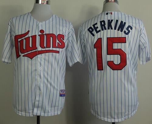 Minnesota Twins 15 Glen Perkins White Blue Strip MLB Jerseys