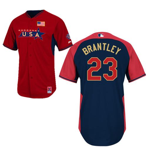 2014 Future Stars USA League Cleveland Indians 23 Michael Brantley Red Blue MLB BP Jerseys