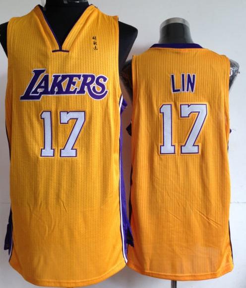 Los Angeles Lakers 17 Jeremy Lin Yellow Revolution 30 NBA Jerseys