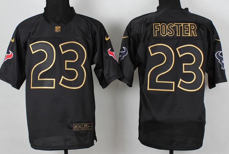 Nike Houston Texans 23 Arian Foster 2014 PRO Gold Lettering Fashion Black NFL Jerseys