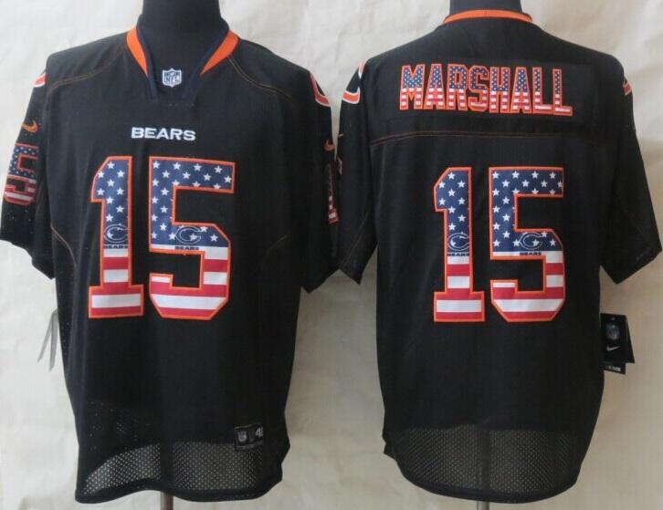 Nike Chicago Bears 15 Brandon Marshall Black USA Flag Fashion Elite NFL Jerseys