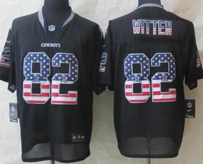 Nike Dallas Cowboys 82 Jason Witten Black USA Flag Fashion Elite NFL Jerseys