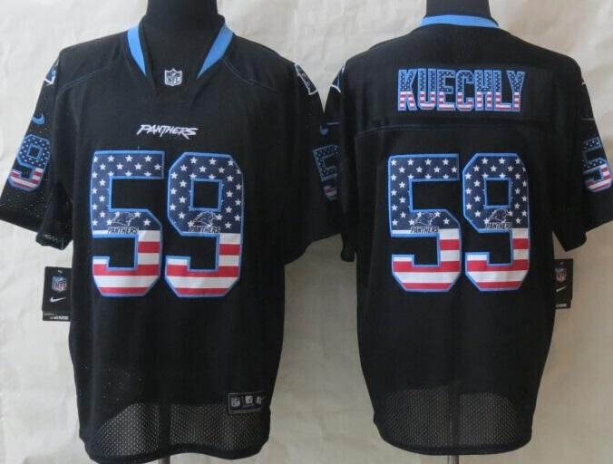 Nike Carolina Panthers #59 Luke Kuechly Black USA Flag Fashion Elite NFL Jerseys