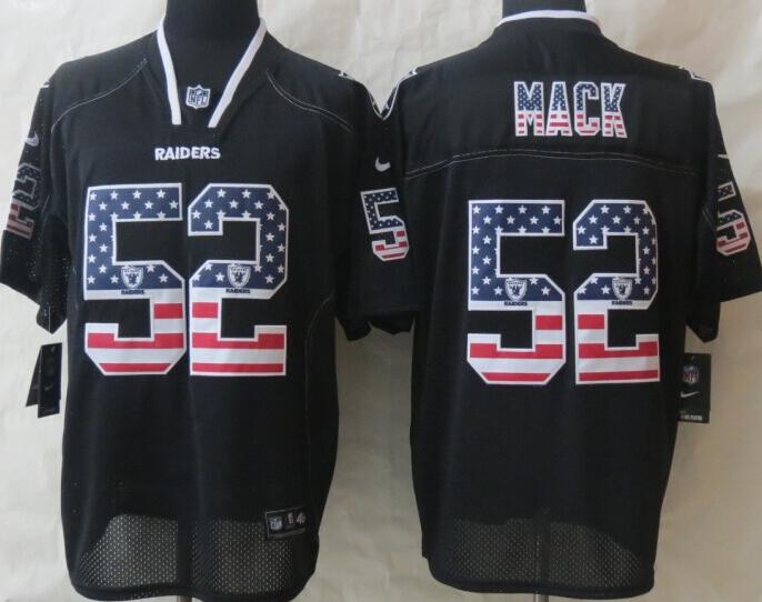 Nike Oakland Raiders 52 Khalil Mack Black USA Flag Fashion Elite NFL Jerseys