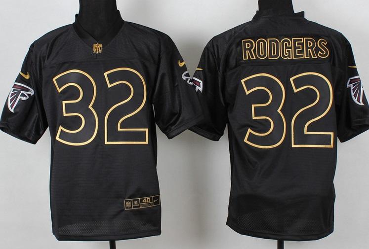 Nike Atlanta Falcons #32 Jacquizz Rodgers 2014 PRO Gold Lettering Fashion Black NFL Jerseys