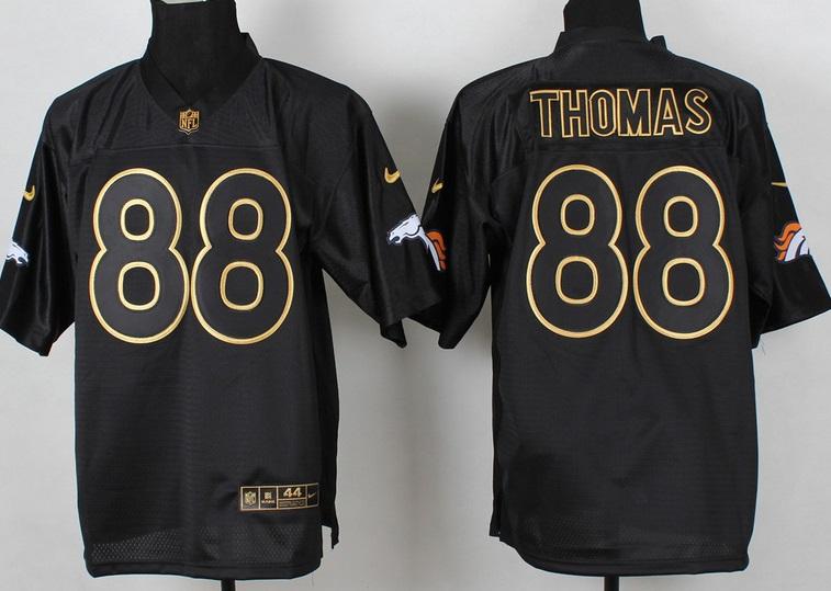 Nike Denver Broncos 88 Demaryius Thomas 2014 PRO Gold Lettering Fashion Black NFL Jerseys
