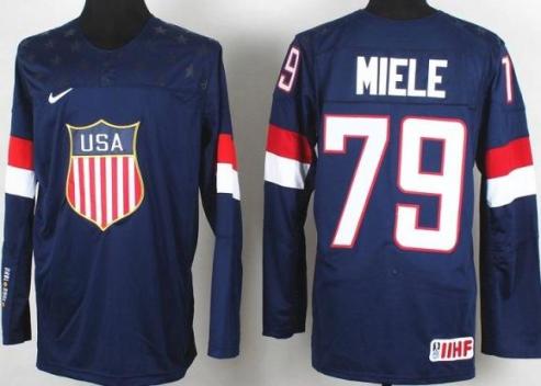 2014 IIHF ICE Hockey World Championship USA Team 79 Andy Miele Blue Jerseys